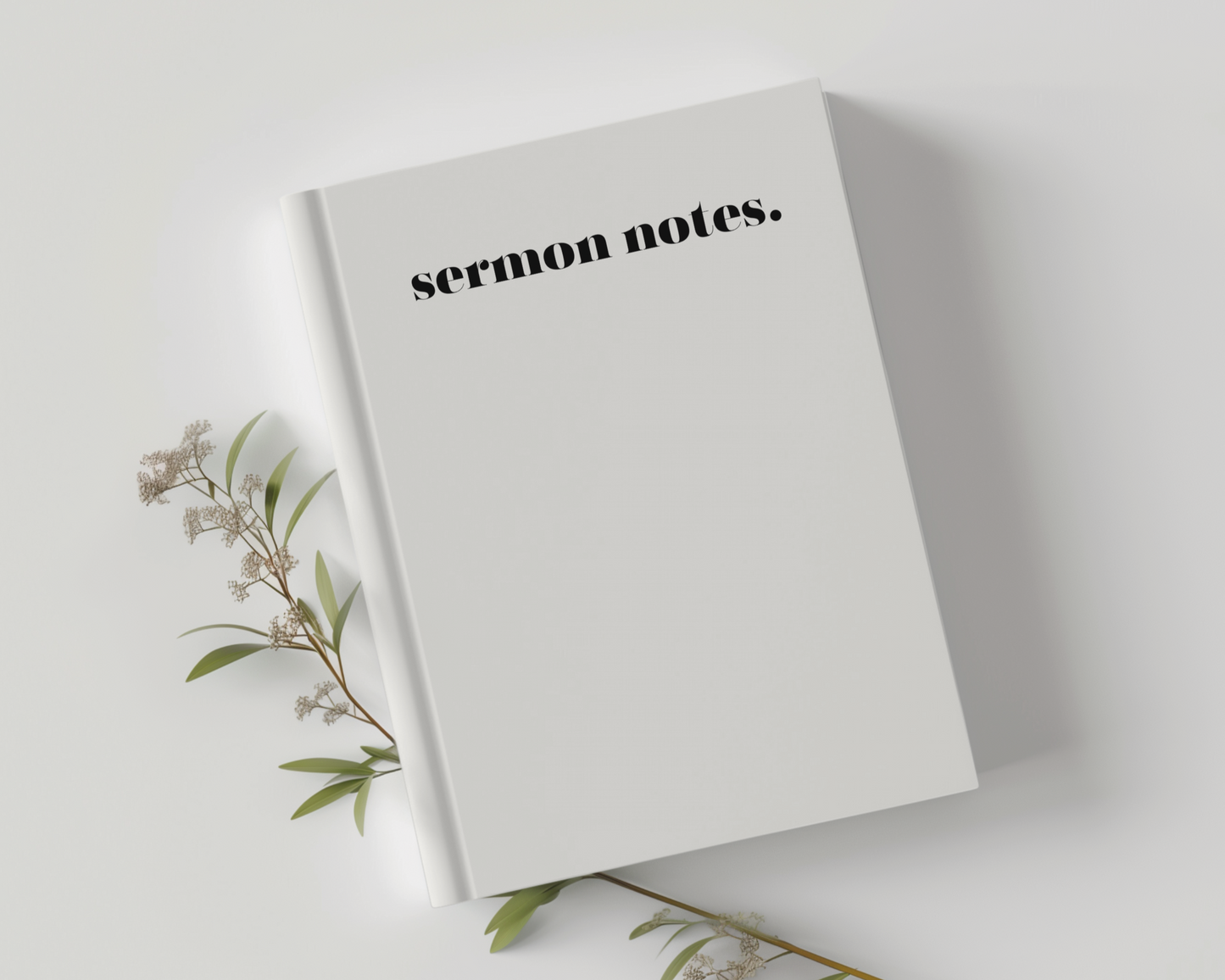 Neutral cream 5x7 Christian journal with text saying "sermon notes". 128 lined pages for sermon notes, Bible study, and prayer reflections.