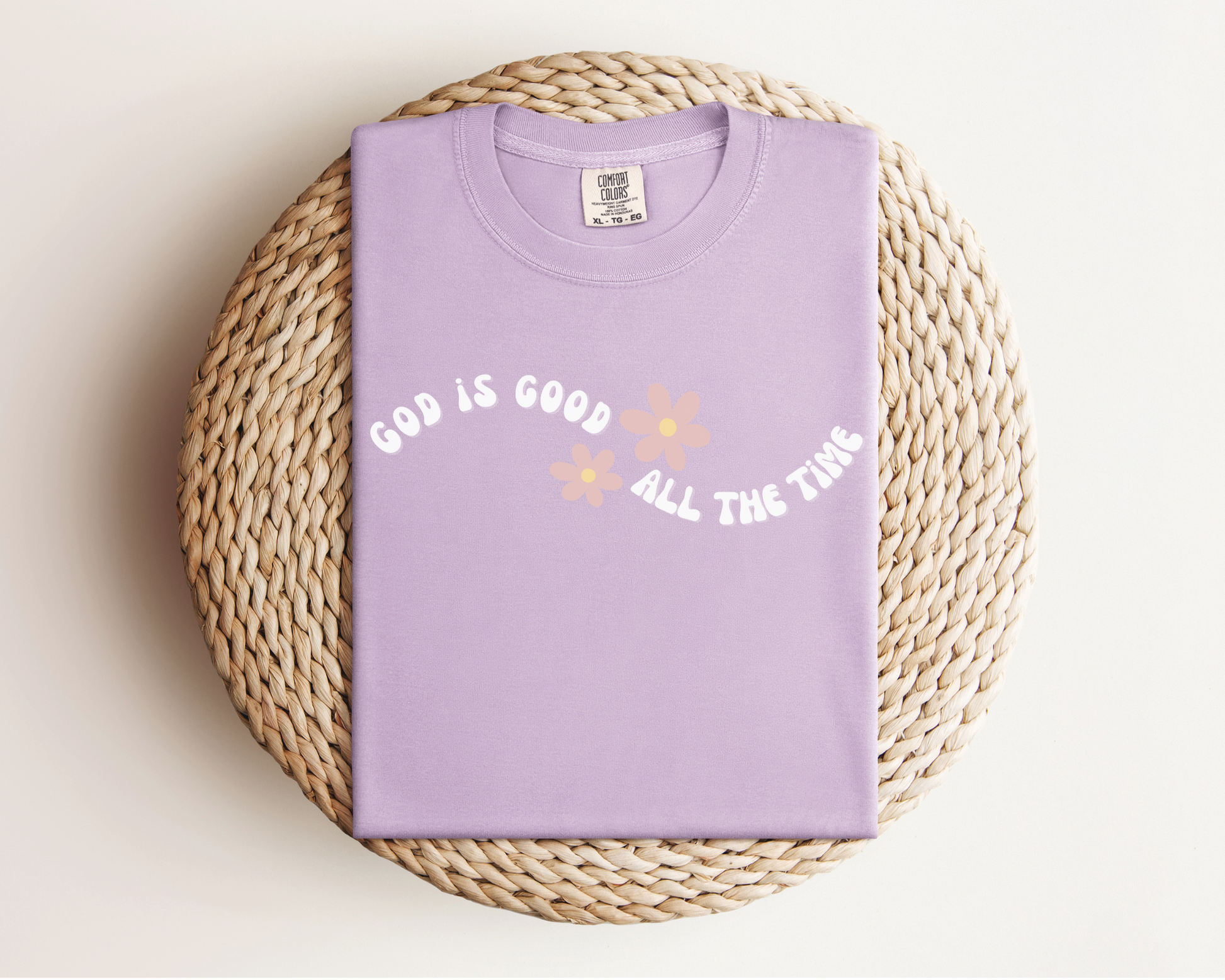 Christian God is Good Tshirt in orchid color. 