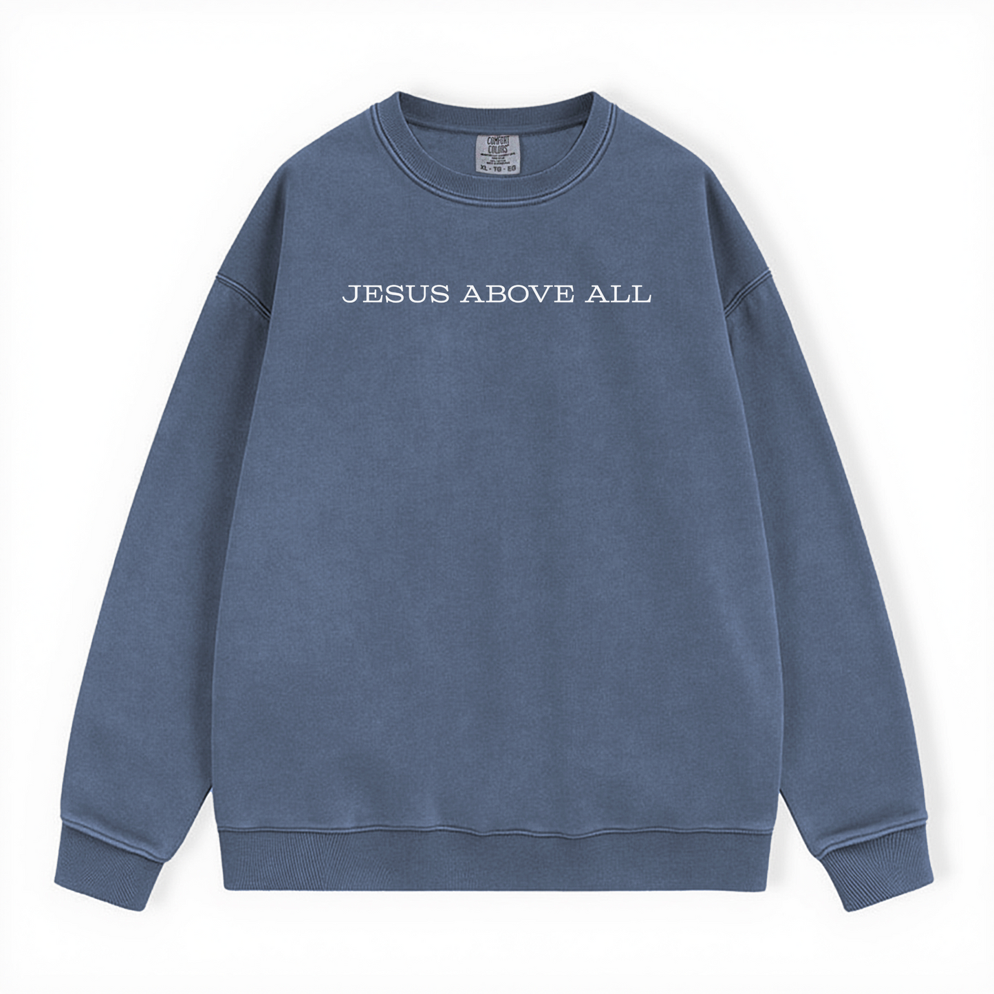 Christian unisex sweatshirt with minimalist design. Faith-based gift idea for anyone. 