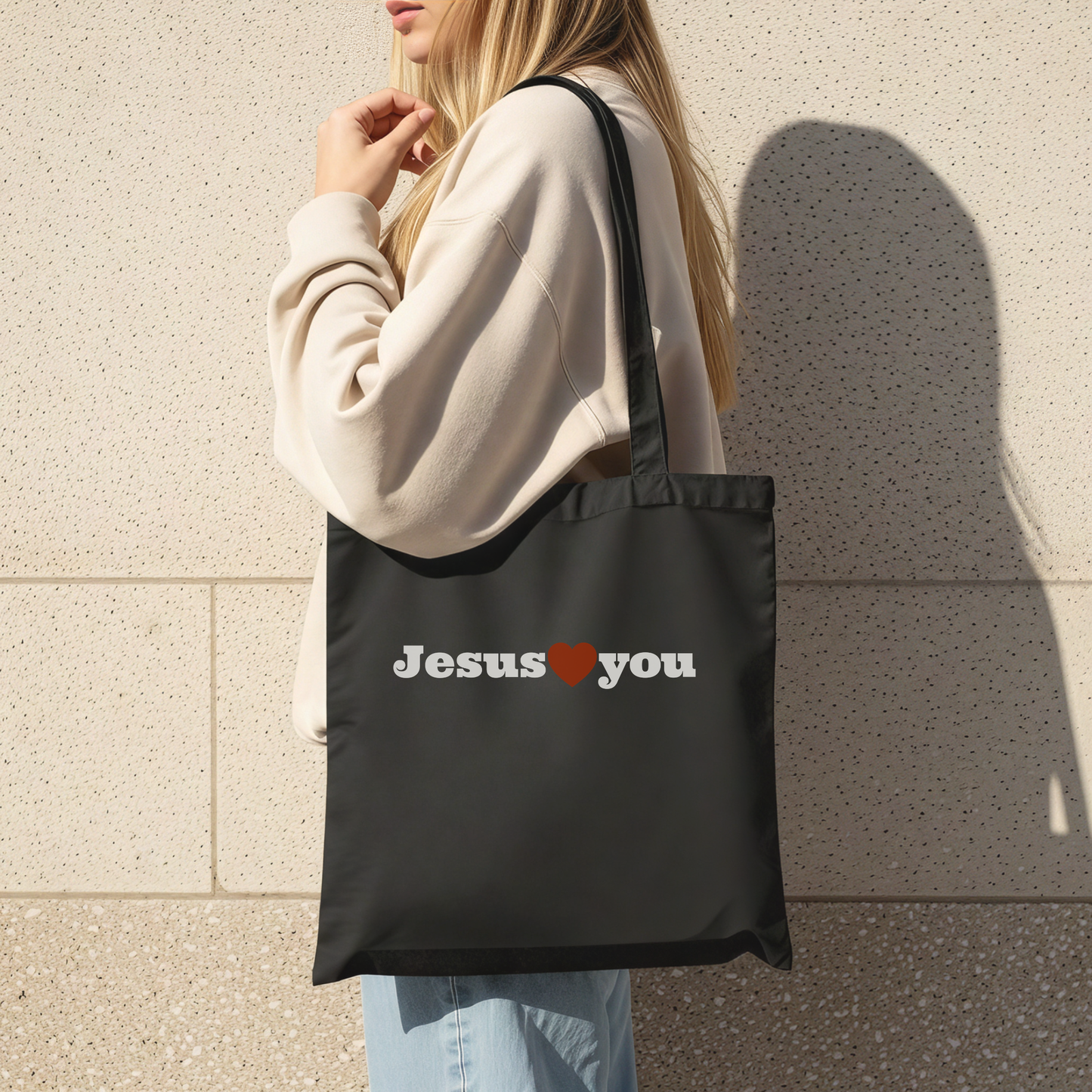 Jesus loves you tote bag. Christian canvas bag faith-based gift. 