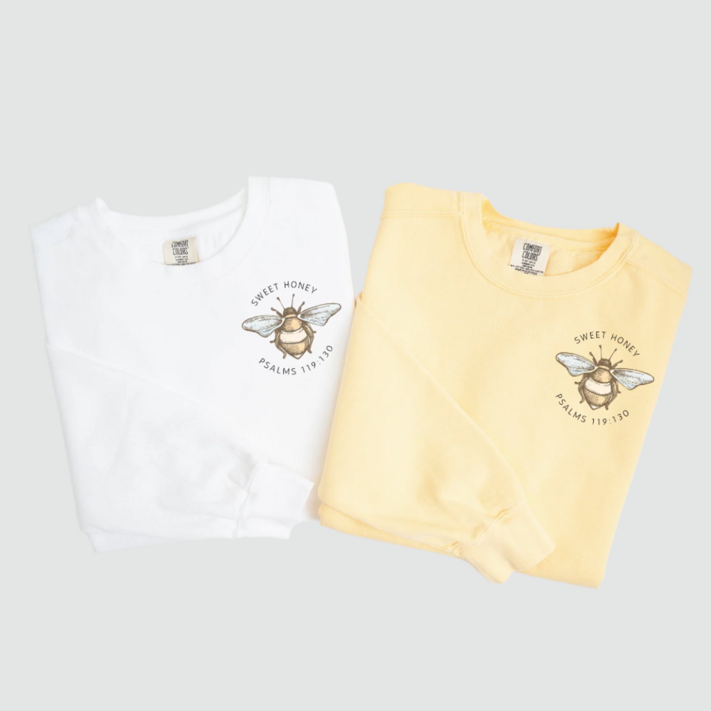 Bee Christian sweatshirt with psalm 119:103. 