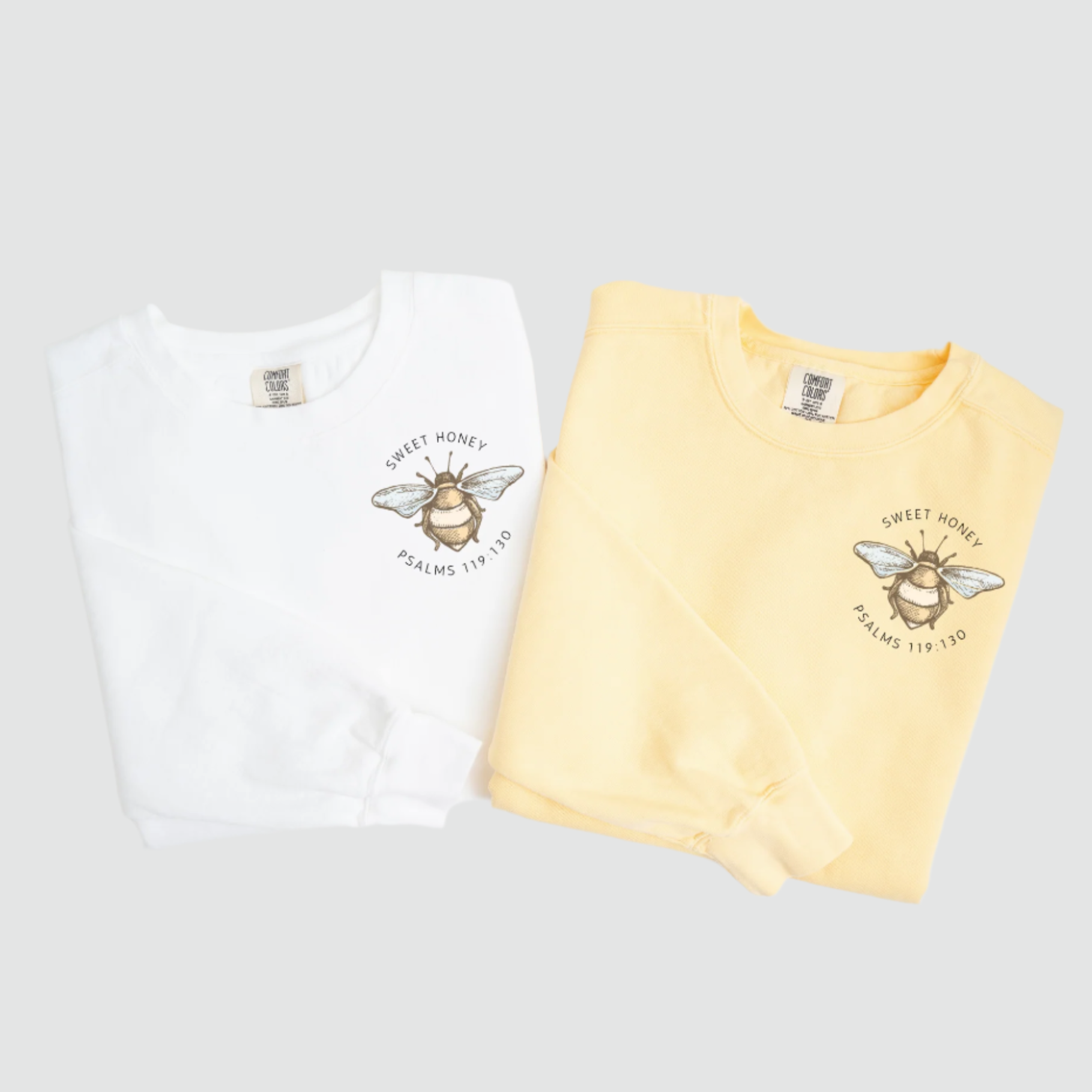 Bee Christian sweatshirt with psalm 119:103. 